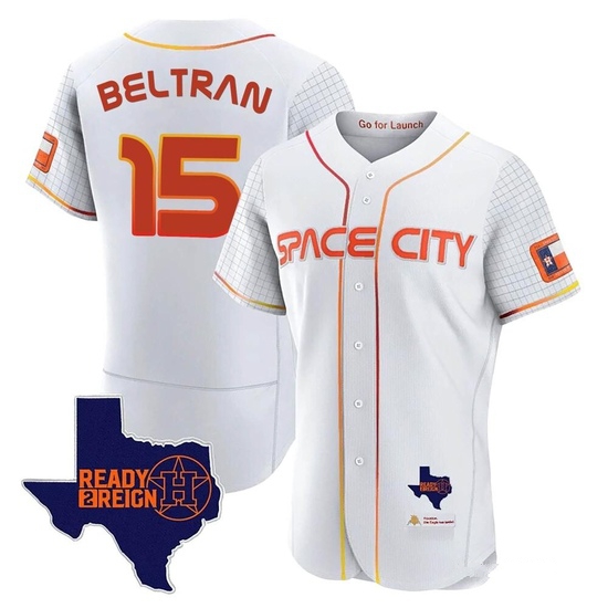 Men's Carlos Beltran Houston Astros Authentic White 2023 Space City Ready 2 Reign Flex Base Jersey