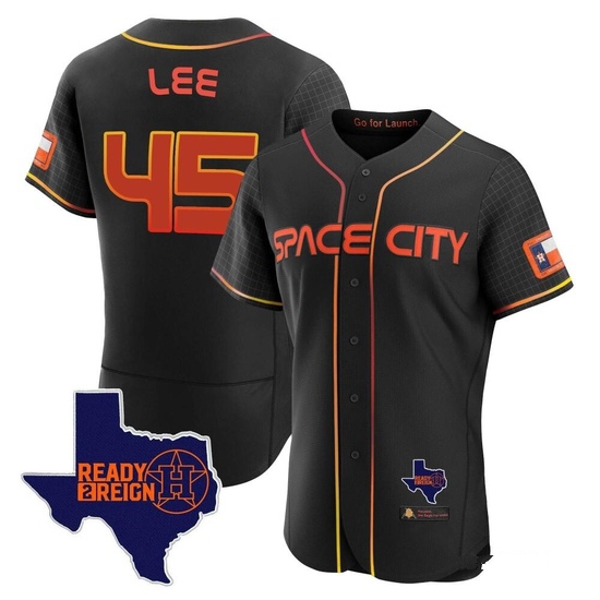 Men's Carlos Lee Houston Astros Authentic Black 2023 Space City Ready 2 Reign Flex Base Jersey
