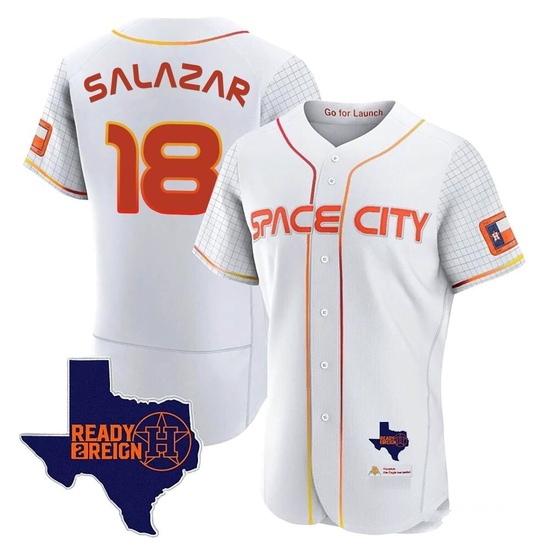 Men's Cesar Salazar Houston Astros Authentic White 2023 Space City Ready 2 Reign Flex Base Jersey