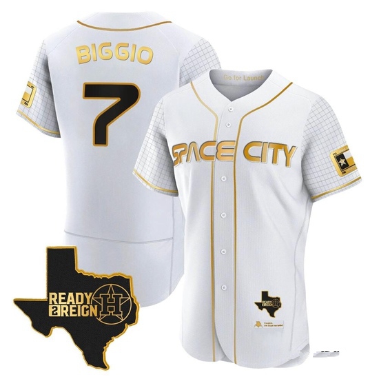 Men's Craig Biggio Houston Astros Authentic Gold 2023 Space City Ready 2 Reign Flex Base White/ Jersey