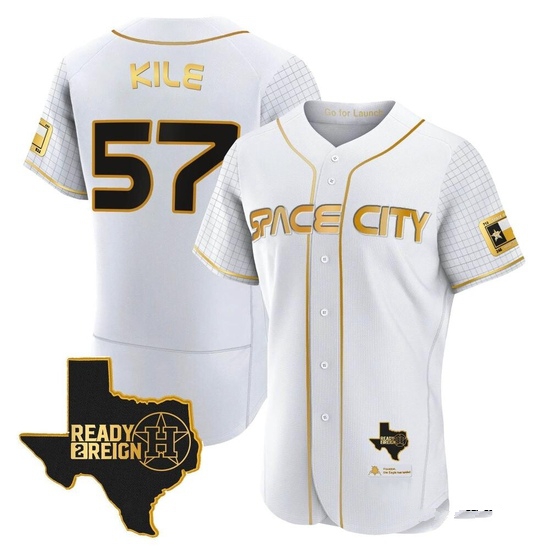Men's Darryl Kile Houston Astros Authentic Gold 2023 Space City Ready 2 Reign Flex Base White/ Jersey