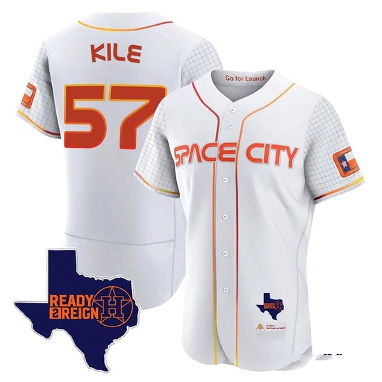 Men's Darryl Kile Houston Astros Authentic White 2023 Space City Ready 2 Reign Flex Base Jersey