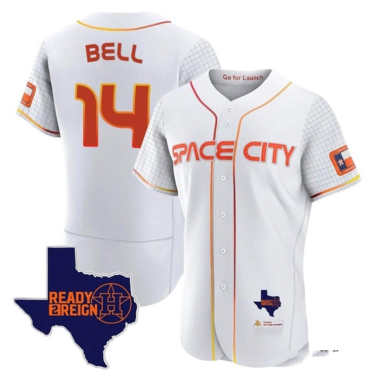 Men's Derek Bell Houston Astros Authentic White 2023 Space City Ready 2 Reign Flex Base Jersey