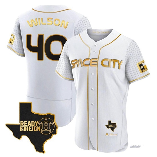 Men's Don Wilson Houston Astros Authentic Gold 2023 Space City Ready 2 Reign Flex Base White/ Jersey