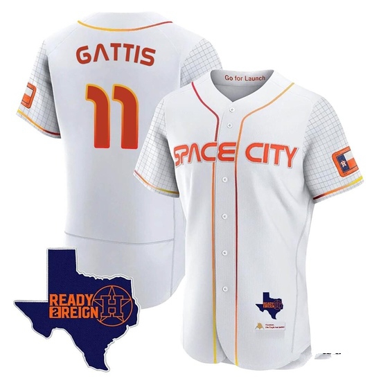 Men's Evan Gattis Houston Astros Authentic White 2023 Space City Ready 2 Reign Flex Base Jersey