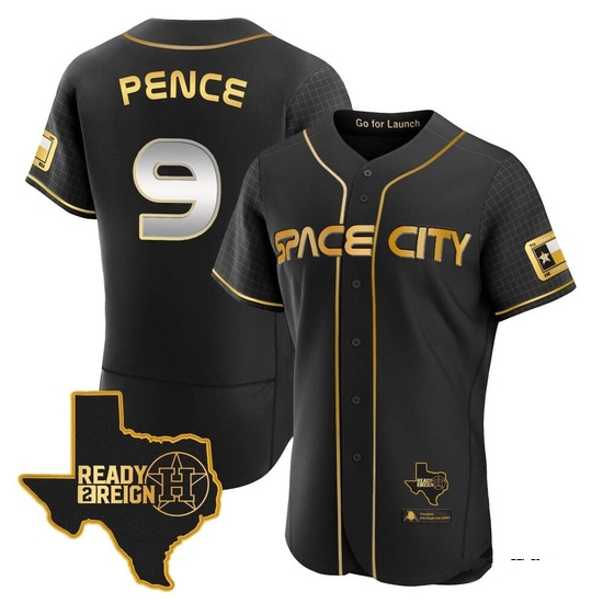 Men's Hunter Pence Houston Astros Authentic Black/Gold 2023 Space City Ready 2 Reign Flex Base Jersey