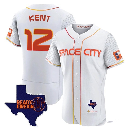 Men's Jeff Kent Houston Astros Authentic White 2023 Space City Ready 2 Reign Flex Base Jersey