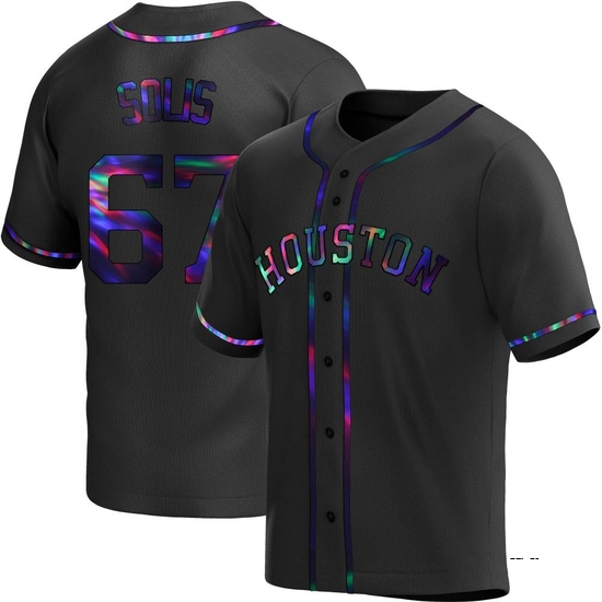 Men's Jairo Solis Houston Astros Replica Black Holographic Alternate Jersey