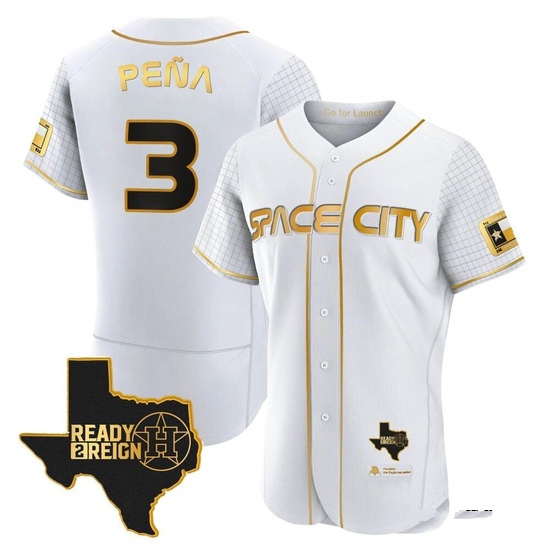 Men's Jeremy Pena Houston Astros Authentic Gold 2023 Space City Ready 2 Reign Flex Base White/ Jersey