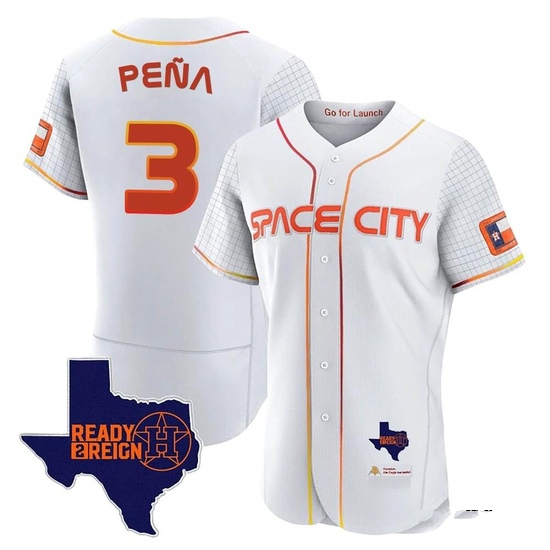 Men's Jeremy Pena Houston Astros Authentic White 2023 Space City Ready 2 Reign Flex Base Jersey