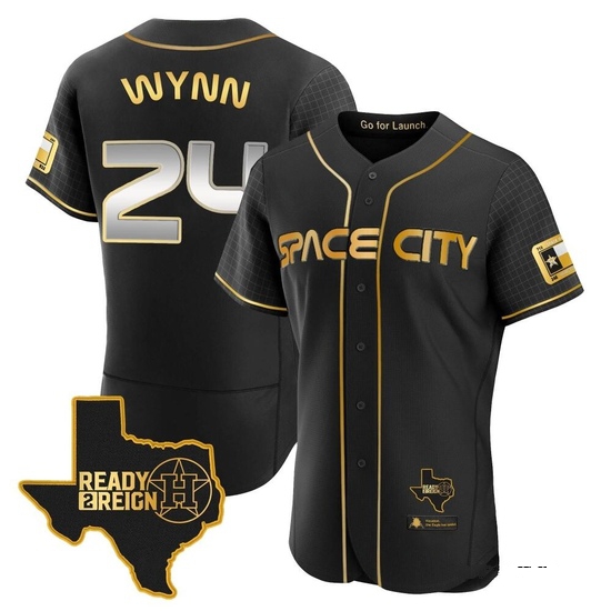 Men's Jimmy Wynn Houston Astros Authentic Black/Gold 2023 Space City Ready 2 Reign Flex Base Jersey