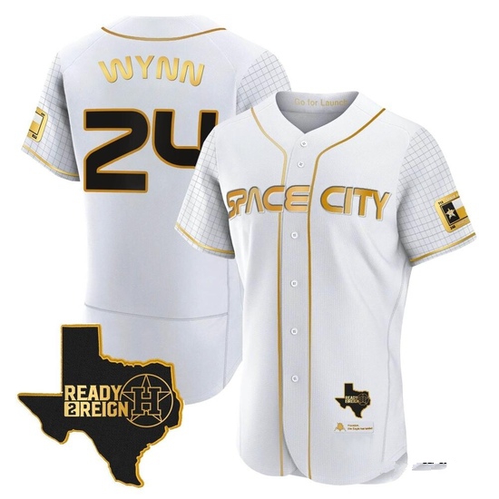 Men's Jimmy Wynn Houston Astros Authentic Gold 2023 Space City Ready 2 Reign Flex Base White/ Jersey