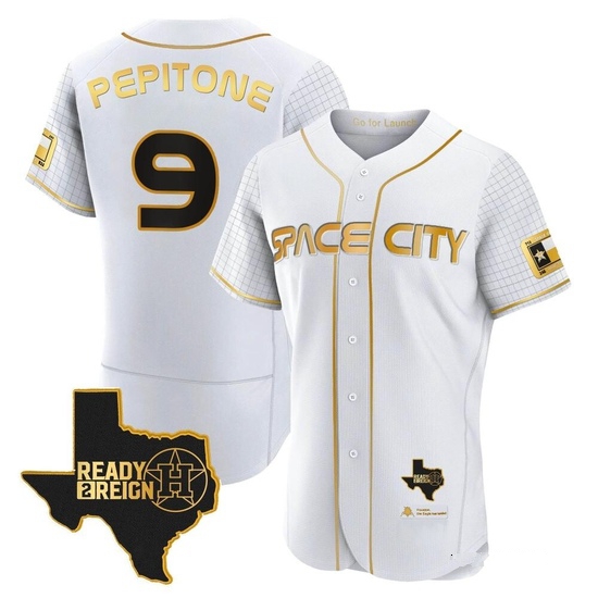 Men's Joe Pepitone Houston Astros Authentic Gold 2023 Space City Ready 2 Reign Flex Base White/ Jersey