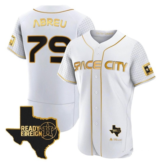 Men's Jose Abreu Houston Astros Authentic Gold 2023 Space City Ready 2 Reign Flex Base White/ Jersey