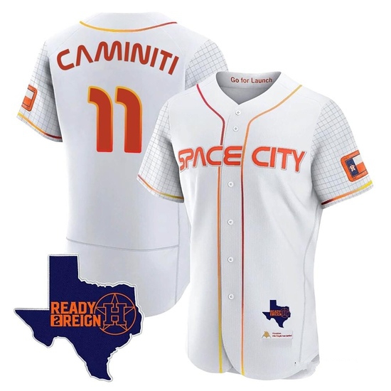 Men's Ken Caminiti Houston Astros Authentic White 2023 Space City Ready 2 Reign Flex Base Jersey