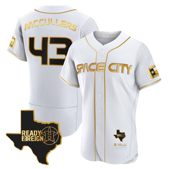 Men's Lance McCullers Jr. Houston Astros Authentic Gold 2023 Space City Ready 2 Reign Flex Base White/ Jersey