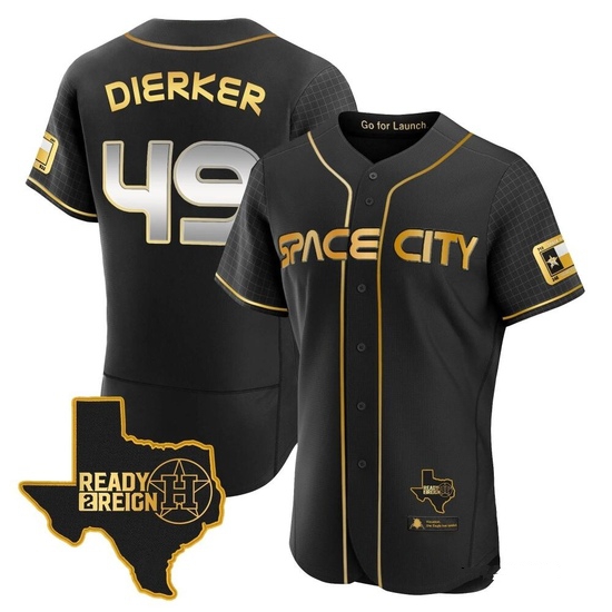 Men's Larry Dierker Houston Astros Authentic Black/Gold 2023 Space City Ready 2 Reign Flex Base Jersey
