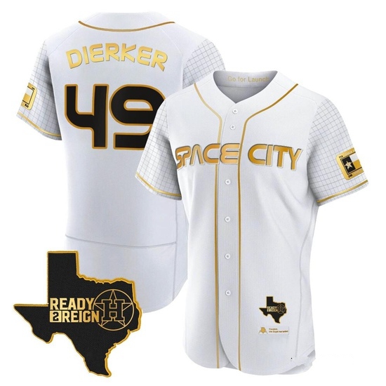 Men's Larry Dierker Houston Astros Authentic Gold 2023 Space City Ready 2 Reign Flex Base White/ Jersey