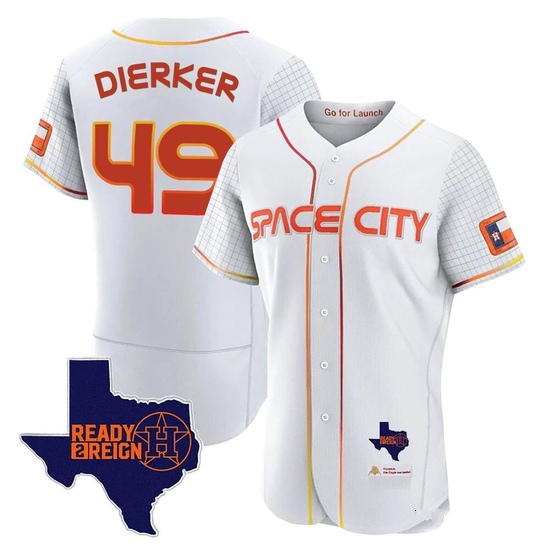 Men's Larry Dierker Houston Astros Authentic White 2023 Space City Ready 2 Reign Flex Base Jersey