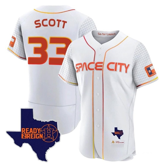 Men's Mike Scott Houston Astros Authentic White 2023 Space City Ready 2 Reign Flex Base Jersey