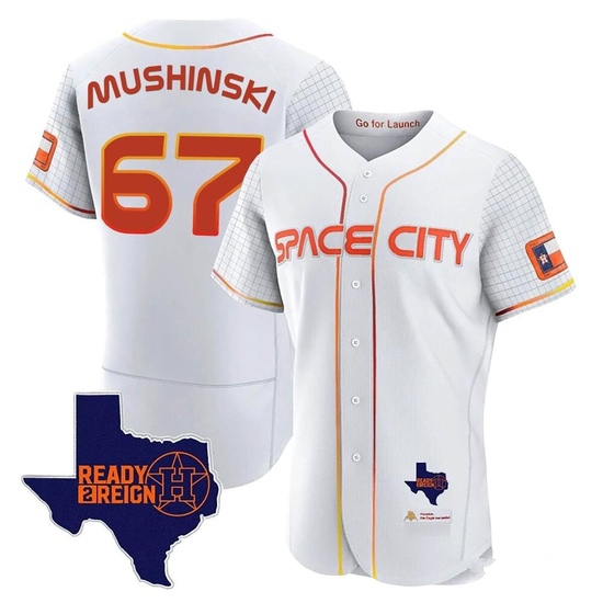 Men's Parker Mushinski Houston Astros Authentic White 2023 Space City Ready 2 Reign Flex Base Jersey