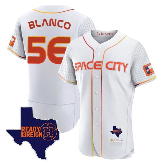 Men's Ronel Blanco Houston Astros Authentic White 2023 Space City Ready 2 Reign Flex Base Jersey