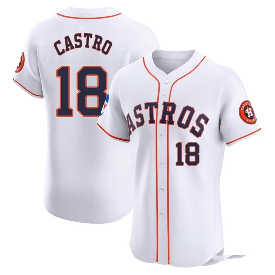 Men's Jason Castro Houston Astros Elite White Home Patch Jersey