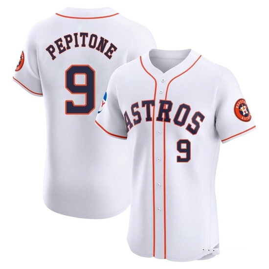 Men's Joe Pepitone Houston Astros Elite White Home Patch Jersey