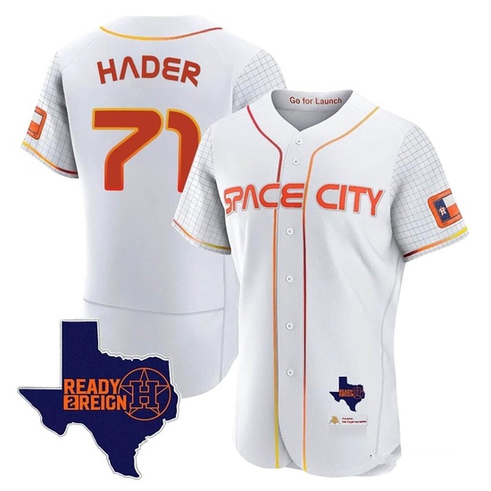 Men's Josh Hader Houston Astros Authentic White 2023 Space City Ready 2 Reign Flex Base Jersey