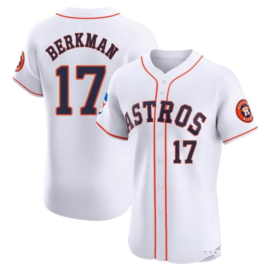 Men's Lance Berkman Houston Astros Elite White Home Patch Jersey