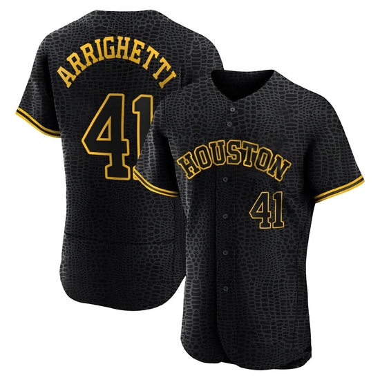 Men's Spencer Arrighetti Houston Astros Authentic Black Snake Skin City Jersey