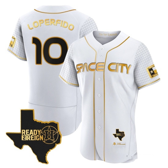 Men's Joey Loperfido Houston Astros Authentic Gold 2023 Space City Ready 2 Reign Flex Base White/ Jersey