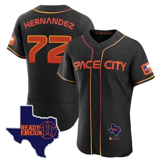 Men's Nick Hernandez Houston Astros Authentic Black 2023 Space City Ready 2 Reign Flex Base Jersey