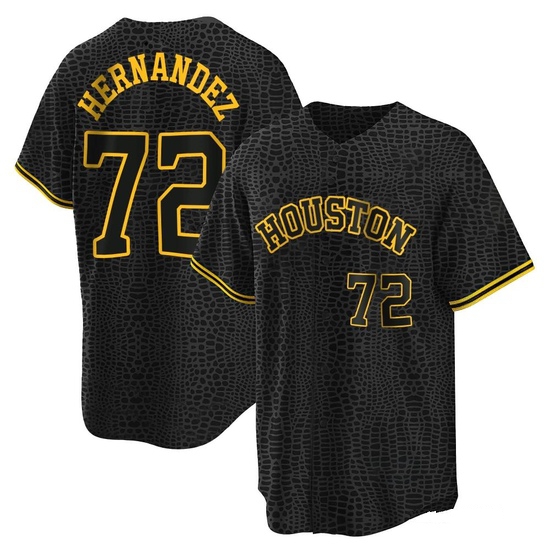 Men's Nick Hernandez Houston Astros Replica Black Snake Skin City Jersey