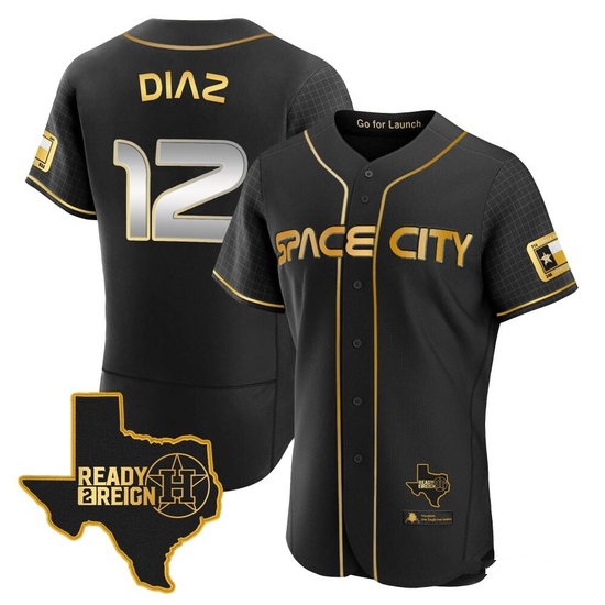 Men's Aledmys Diaz Houston Astros Authentic Black/Gold 2023 Space City Ready 2 Reign Flex Base Jersey