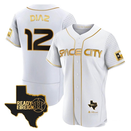Men's Aledmys Diaz Houston Astros Authentic Gold 2023 Space City Ready 2 Reign Flex Base White/ Jersey