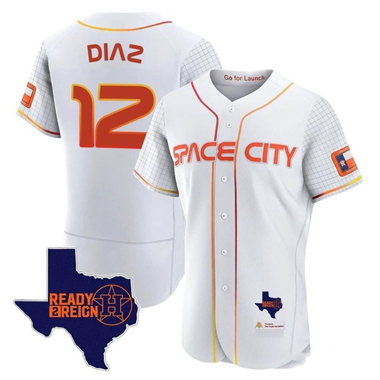 Men's Aledmys Diaz Houston Astros Authentic White 2023 Space City Ready 2 Reign Flex Base Jersey