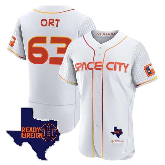 Men's Kaleb Ort Houston Astros Authentic White 2023 Space City Ready 2 Reign Flex Base Jersey