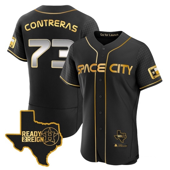 Men's Luis Contreras Houston Astros Authentic Black/Gold 2023 Space City Ready 2 Reign Flex Base Jersey