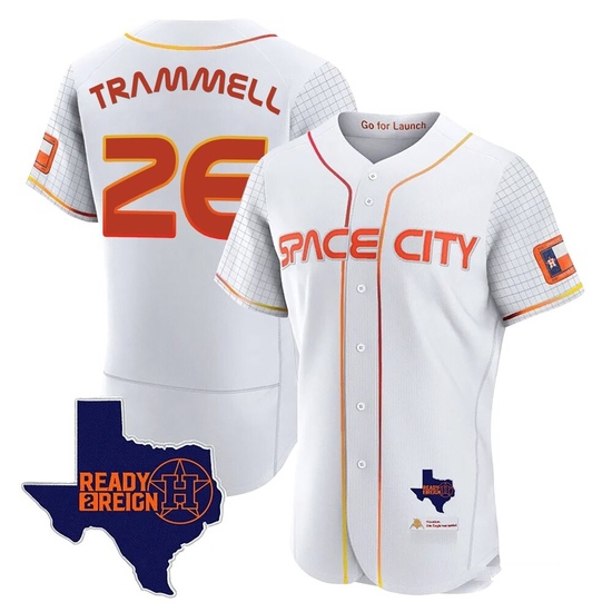 Men's Taylor Trammell Houston Astros Authentic White 2023 Space City Ready 2 Reign Flex Base Jersey