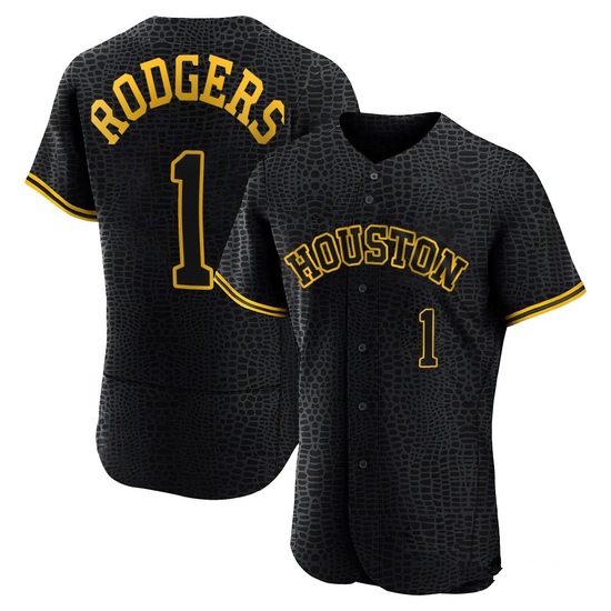 Men's Brendan Rodgers Houston Astros Authentic Black Snake Skin City Jersey