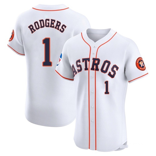 Men's Brendan Rodgers Houston Astros Elite White Home Patch Jersey