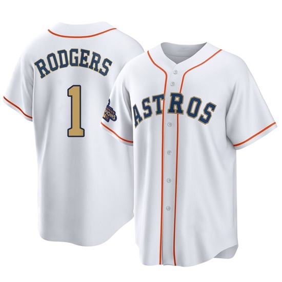 Men's Brendan Rodgers Houston Astros Replica Gold White 2023 Collection Jersey