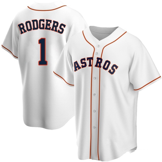 Men's Brendan Rodgers Houston Astros Replica White Home Jersey