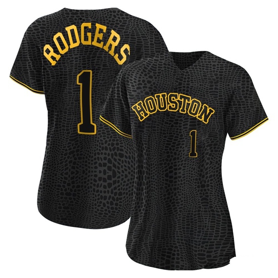 Women's Brendan Rodgers Houston Astros Authentic Black Snake Skin City Jersey