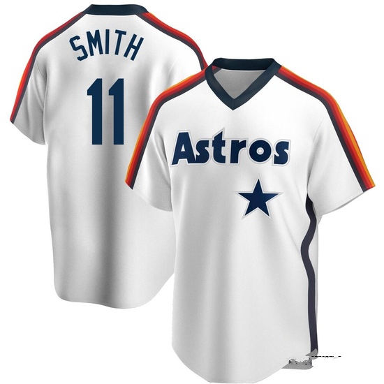 Youth Cam Smith Houston Astros Replica White Home Cooperstown Collection Team Jersey