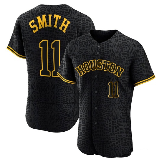 Men's Cam Smith Houston Astros Authentic Black Snake Skin City Jersey