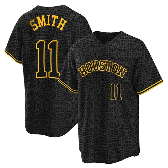 Men's Cam Smith Houston Astros Replica Black Snake Skin City Jersey
