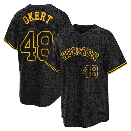 Men's Steven Okert Houston Astros Replica Black Snake Skin City Jersey