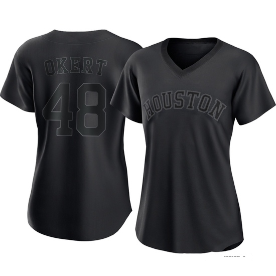 Women's Steven Okert Houston Astros Authentic Black Pitch Fashion Jersey